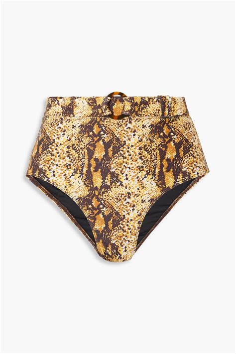 FAITHFULL Goa Belted Snake Print High Rise Bikini Briefs THE OUTNET