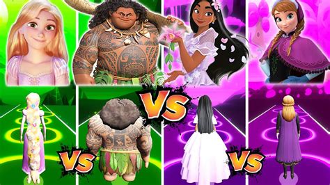 Tangled Vs Maui Vs Encanto Isabela Vs Frozen Anna Tiles Hop EDM