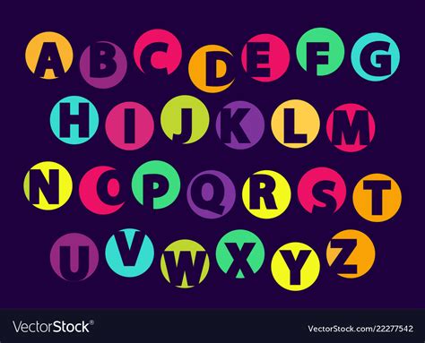 Abc letters color font sample isolated on black Vector Image