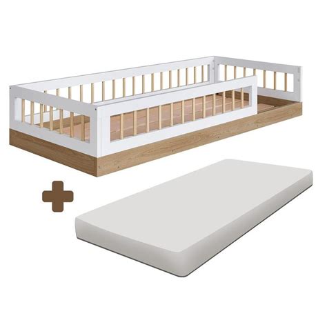 Cama Infantil Montessoriana Solteiro 84 x 195 cm Colchão Aveiro Oak