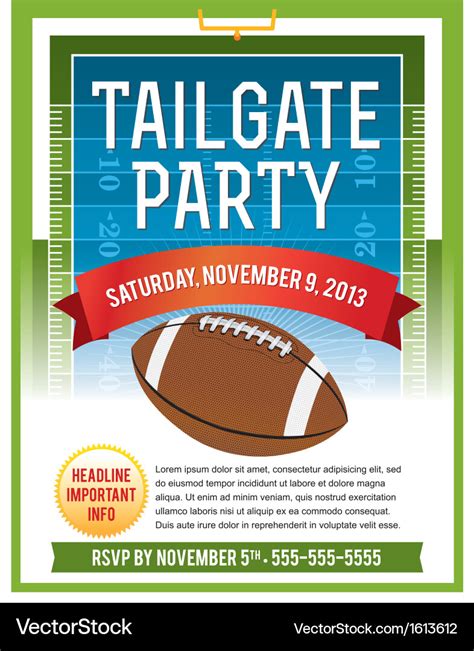 American Football Tailgate Party Flyer Royalty Free Vector