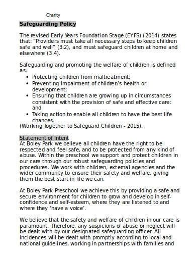 Free Charity Safeguarding Policy Samples Templates In Ms Word Pdf