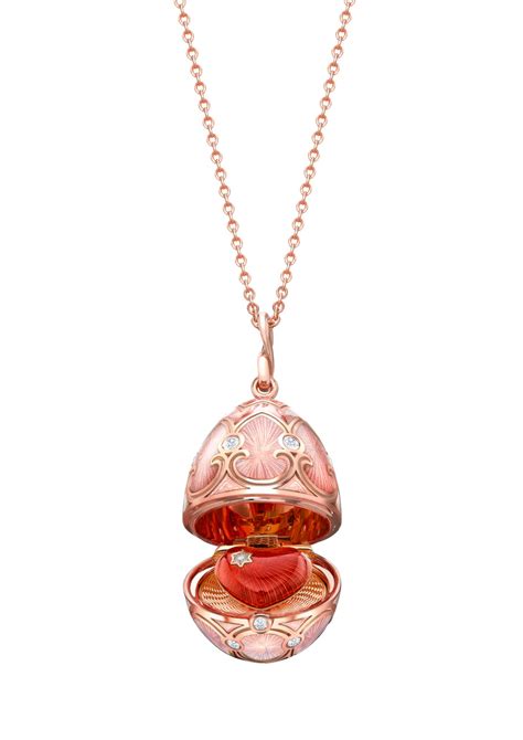 Naszyjnik jajko Fabergé Heritage Pink Guilloché Enamel Heart Surprise