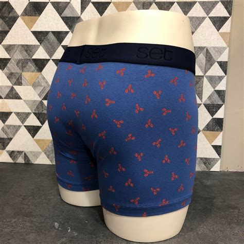 Set Lot De Boxers En Coton Bleu Et Orange Homard Un Temps