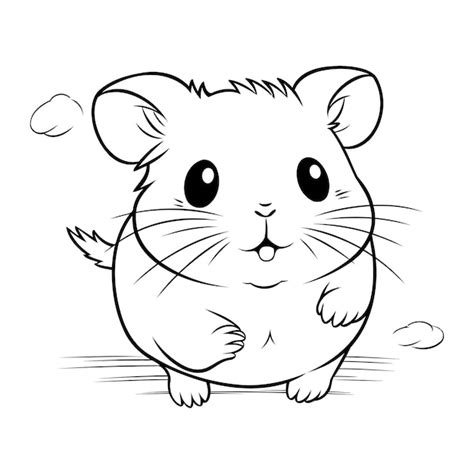 Hamster Zwart Wit Cartoon Illustratie Kleurboek Premium Vector