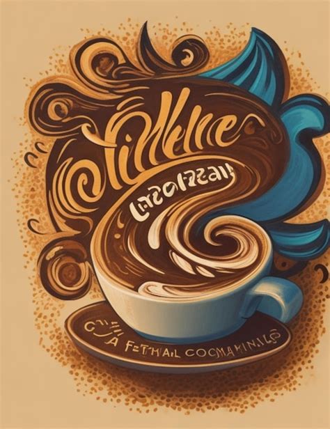 Premium Ai Image A Vibrant Handdrawn Logo Of A Steaming Cup Of Coffee