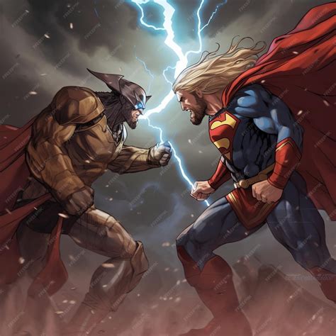 Premium Photo | A comic illustration of two superheroes fighting over