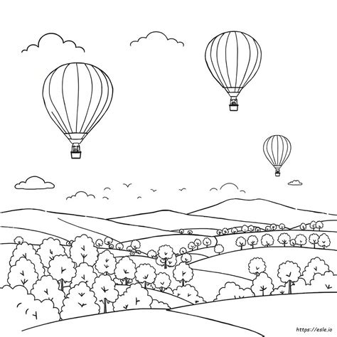 Hot Air Balloon Colouring Page
