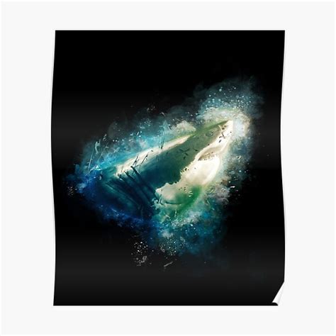 Great White Shark Water Color Explosion Poster For Sale By KemeDesign