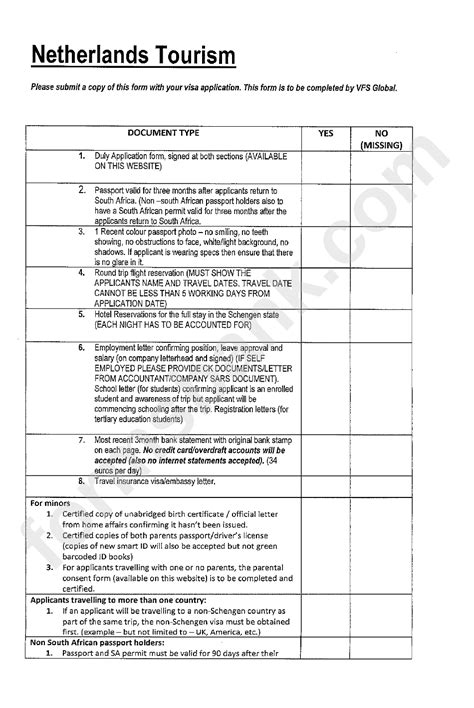 Netherlands Visa Application Form Netherlands Tourism printable pdf ...