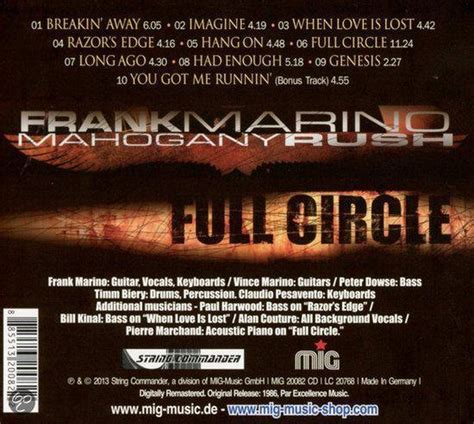 Frank Marino Full Circle Frank Marino Mahogany Rush Muziek Bol