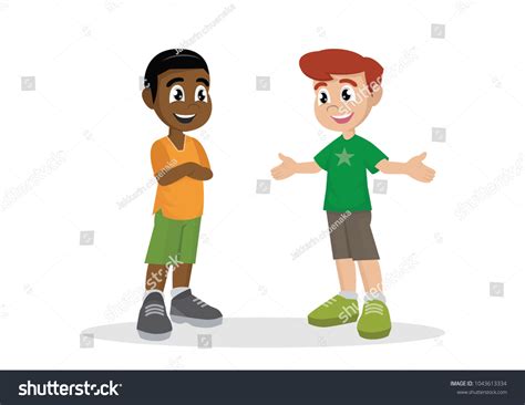 Cartoon Character Two Boy Kids Talking Stock Vector (Royalty Free ...