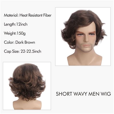 Medisifa Brown Men Wig Short Curly Wigs For Mens Synthetic Layer Hair For Man Male Guy 70s Disco