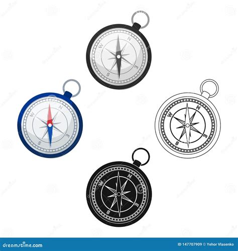 Compass Icon In Cartoon Black Style Isolated On White Background Rest