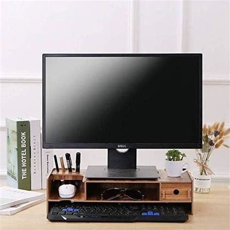 Support De Moniteur En Bois Robuste Ergonomique Bureau Enregistrer L