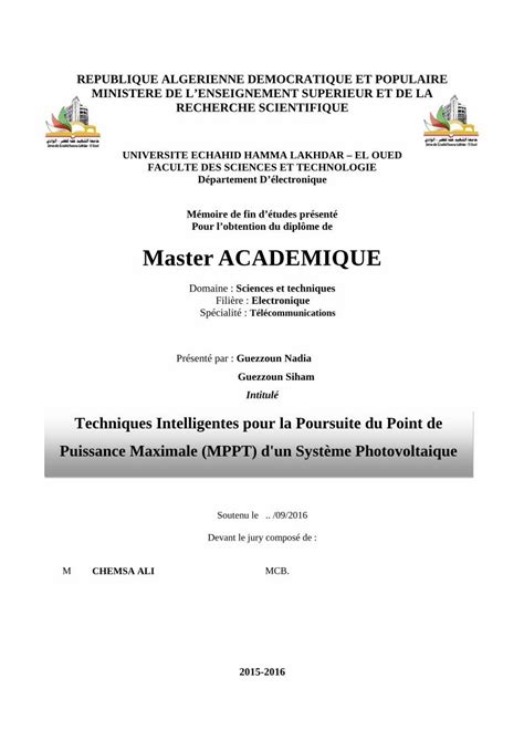 PDF Mémoire de fin détudes lobtention du diplôme de Master