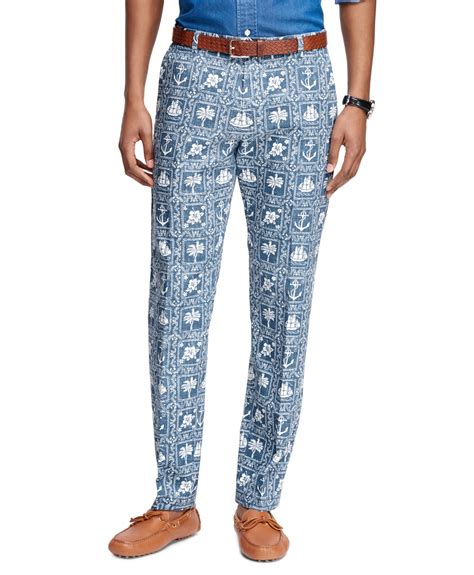 Brooks Brothers Milano Fit Nautical Print Pants In Blue For Men Lyst