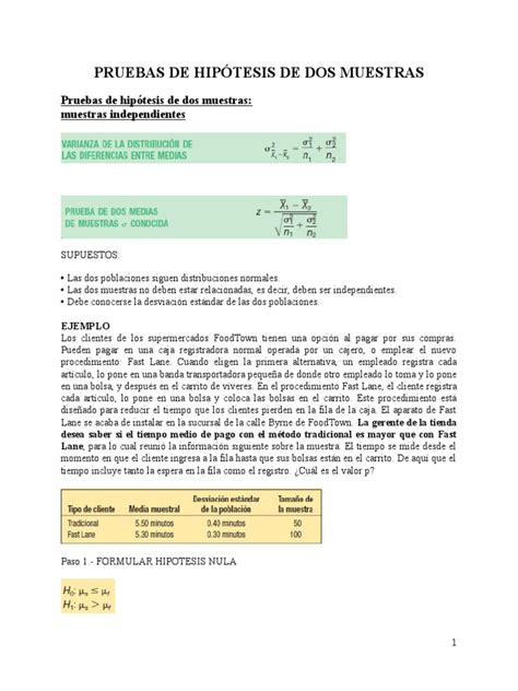 Pruebas De Hipótesis De Dos Muestras Pdf Muestreo Estadísticas Desviación Estándar