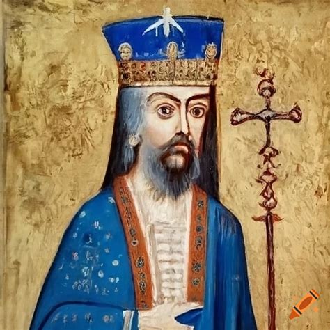 Turkish King In White And Blue Religious Attire From The 5th Century On