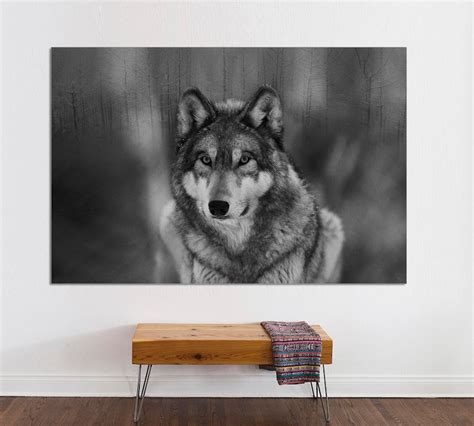 Grey Wolf Canvas Print Wolf Wall Art Canvas Print Wall Art Etsy