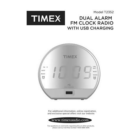 Timex T2352 Dual Alarm Fm Clock Radio User Manual