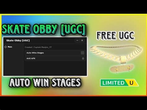 Free Ugc Skate Obby Ugc Auto Win Stages Anti Afk Script Youtube