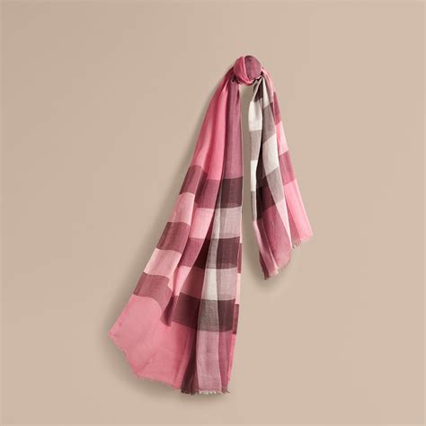 Burberry Check Modal Cashmere And Silk Scarf In Pink Lyst