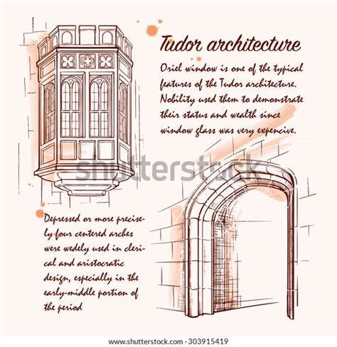 History British Architectural Styles Tudor Architecture Stock Vector