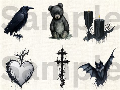 Black Dark Gothic Clip Art Bundle 25 Pieces in PNG, JPG, and PDF ...