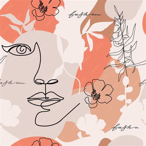 Premium Vector Terracotta Abstract Seamless Pattern One Line Woman