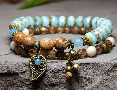 Set Of Stacked Boho Bracelets Beaded Bracelets Bohemian Bracelets