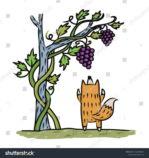 Fox Grapes Vector Illustration Story Book Stock Vector (Royalty Free ...