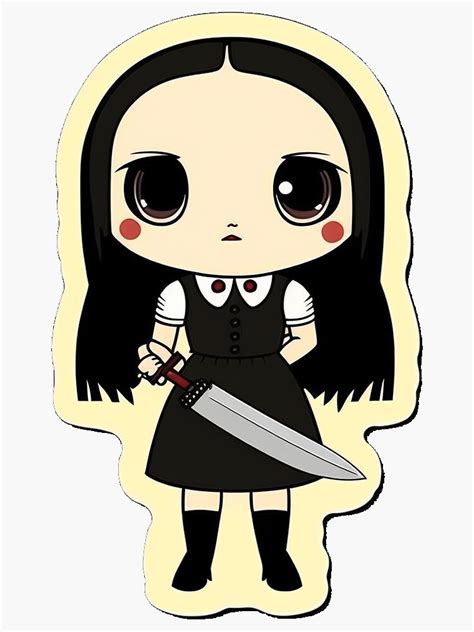 "Wednesday Addams Cute Cartoon Sticker" Sticker for Sale by ...