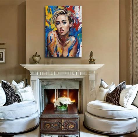 Vibrant Miley Cyrus One Off Abstract Portrait Canvas Print X