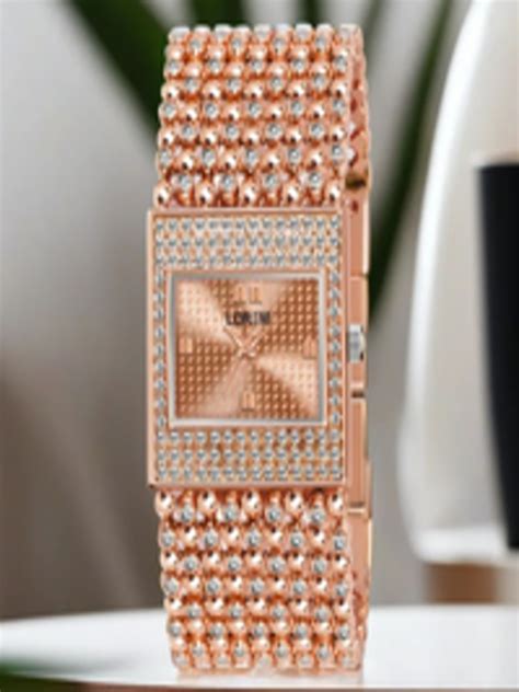 Buy Lorem Women Rose Gold Toned Embellished Dial Bracelet Style Straps