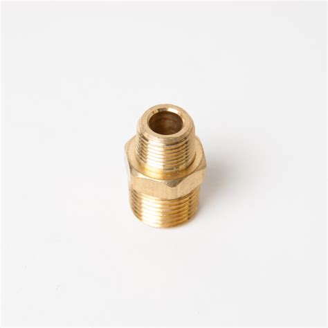 Hex Reducing Nipple 1 2 X 3 8 NPT Male Ends Brass