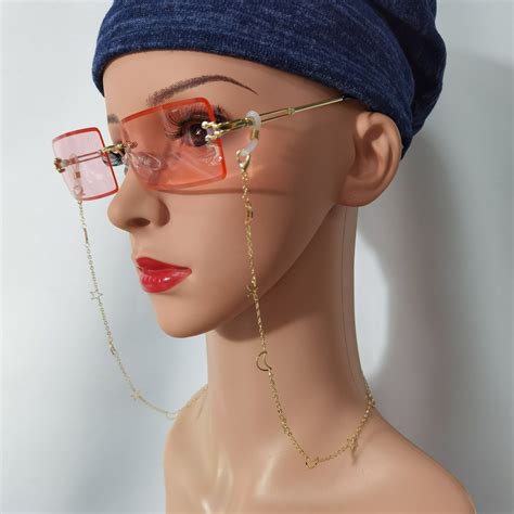 Gold Star Moon Glasses Chain Hollow Sunglasses Hanging Etsy