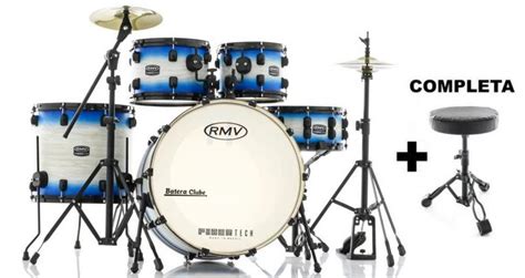 Bateria Rmv Fibertech Blue Wood Burst Banco Pratos E