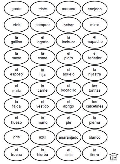 Printable Spanish Vocabulary Lists - bopqelite