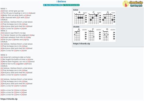 Chord: I Believe - tab, song lyric, sheet, guitar, ukulele | chords.vip