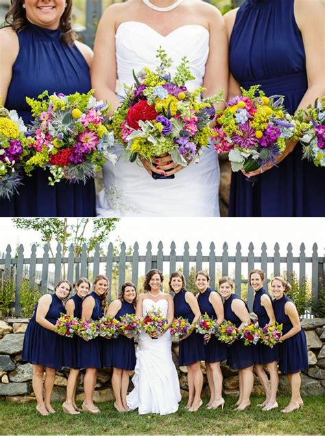 Navy And Wildflowers Wedding Dresses Bridesmaid Bridesmaid Dresses