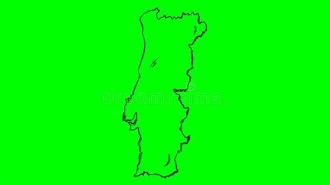 Portugal Drawing Colored Map Green Screen Isolated Stock Video Video