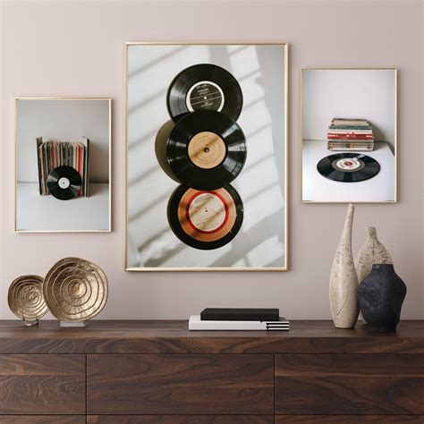 Vinyl Records Wall Art Set of 3, Record Player Print Gift for Music ...