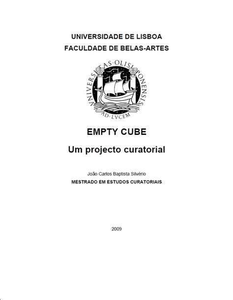 Reposit Rio Da Universidade De Lisboa Empty Cube Um Projecto Curatorial