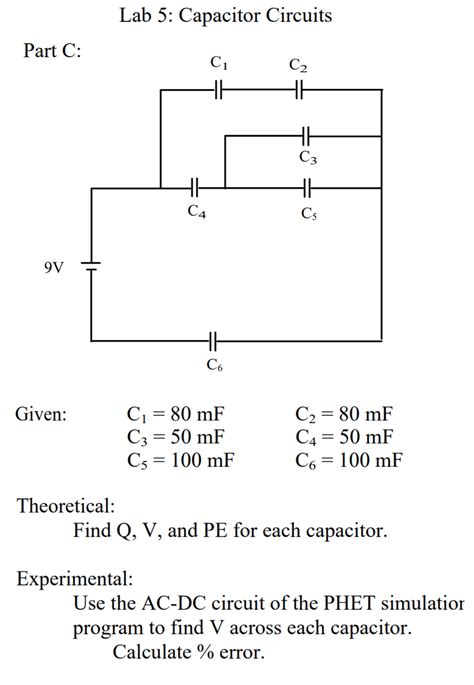 Solved Lab 5 Capacitor Circuits Part C C C 9V Given C1 Chegg