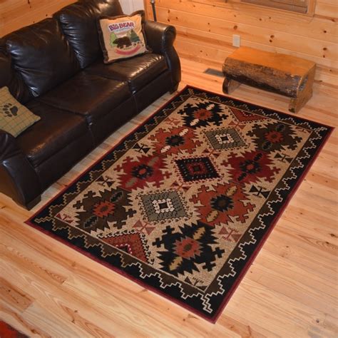 Shop Rustic Lodge Redblack Synthetic Southwestern Cabin Area Rug