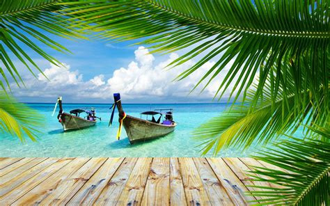 Fond D Cran X Px Plage Bateau Des Nuages Paysage La