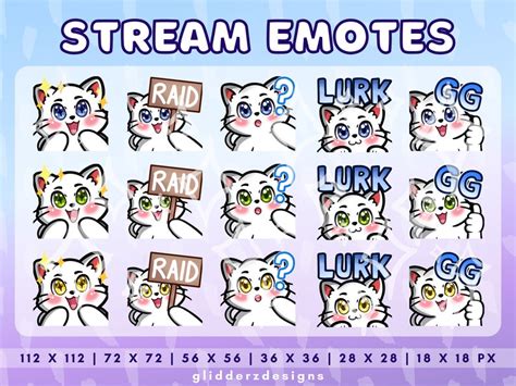 White Cat Twitch Emote Jumbo Pack White Cat Emotes For Etsy