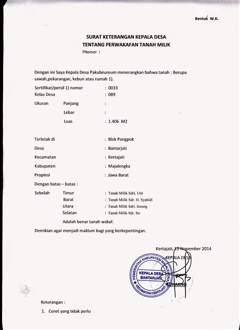 Detail Contoh Surat Pernyataan Wakaf Tanah Koleksi Nomer 12