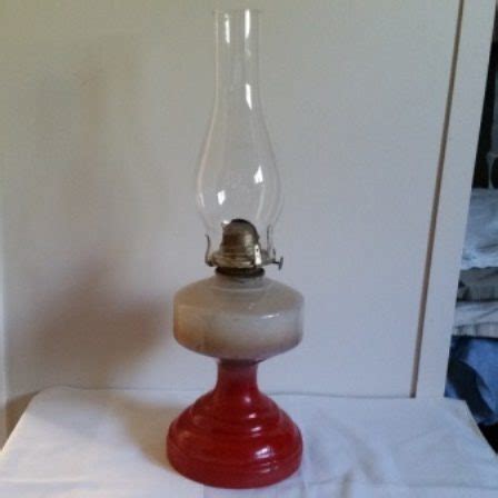 Vintage White Flame Oil Lamp with Red Base - Collectibles And More